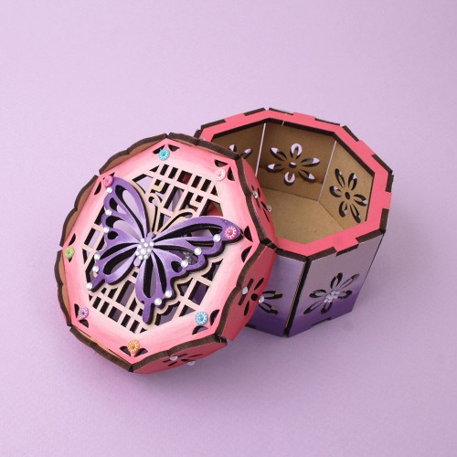 [아이디몬] 우드DIY 나비 보석함 수납함 만들기 선물 보물 상자 소품박스 뚜껑 DIY 유아 미술