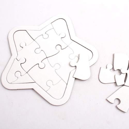 [아이디몬] 종이퍼즐 무지 별 5각 11P 교육 조각판 도형 동물 퍼즐 미술 놀이 만들기 재료