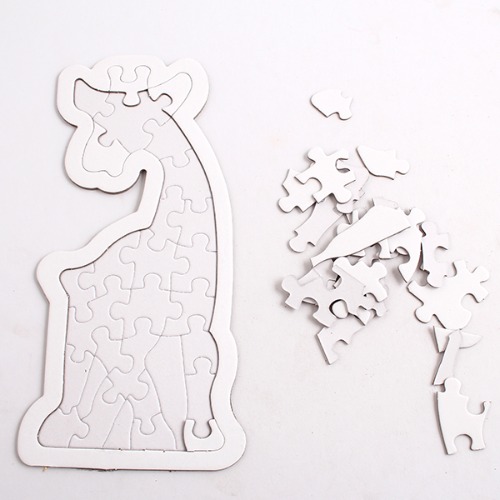 [아이디몬] 종이퍼즐 무지 기린 낱개 교육 조각판 도형 동물 퍼즐 미술 놀이 만들기 재료