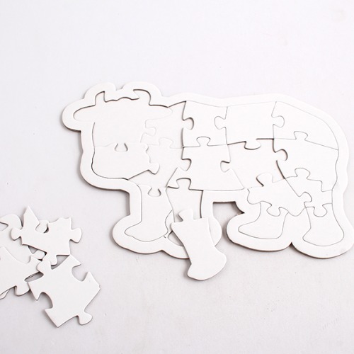 [아이디몬] 종이퍼즐 무지 젖소 낱개 교육 조각판 도형 동물 퍼즐 미술 놀이 만들기 재료