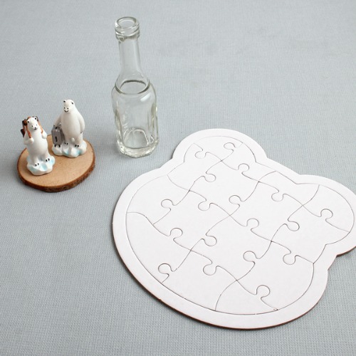 [아이디몬] 종이퍼즐 무지 곰얼굴 낱개 교육 조각판 도형 동물 퍼즐 미술 놀이 만들기 재료