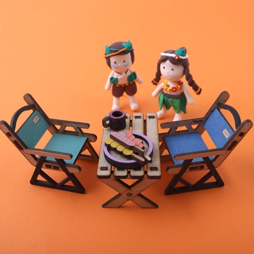 [아이디몬] 우드 DIY  캠핑테이블&amp;의자 캠핑 용품 미니어쳐 만들기 MDF 조립 키트