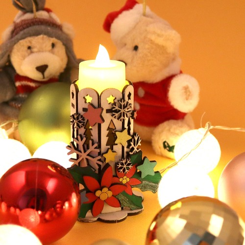 [아이디몬] 우드 DIY 조명 무드등 크리스마스 촛대 (촛불포함) 만들기 MDF 키트