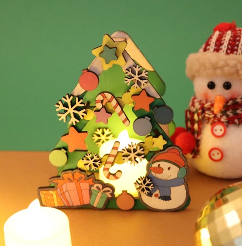 [아이디몬] 우드 DIY 트리 무드등 (촛불포함) 만들기 MDF 키트 크리스마스