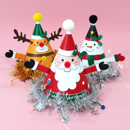 크리스마스 고깔 모자 3인용(산타, 루돌프, 눈사람)