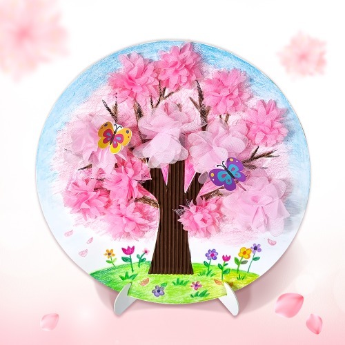 봄 벚꽃 나무 입체 원형 액자 (4인용)