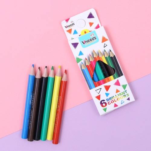 [아이디몬] 색연필 6색 세트 미니 어린이미술 유아선물 구디백 컬러링 그림 휴대용